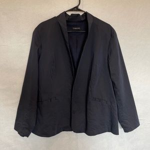 Eileen Fisher Women's Black Blazer Open Front Ramie Silk Blend Lined